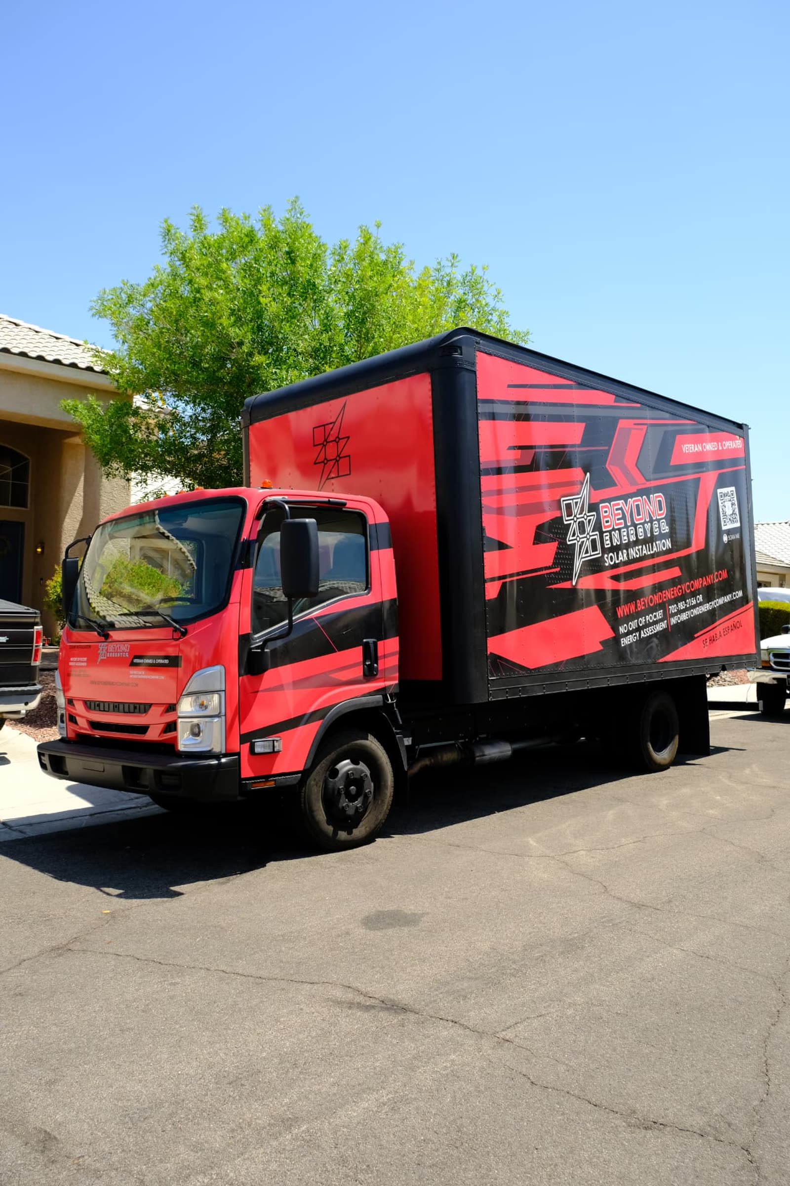 Beyond Energy Company branded work truck parked at a Las Vegas home